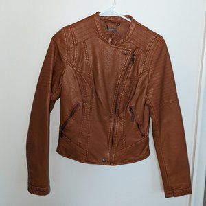 Camel Faux Leather Jacket